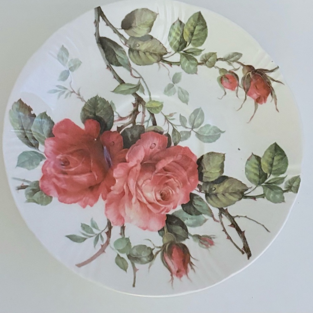 Vintage Roy Kirkham English Pink Rose English Fine Bone China Plate